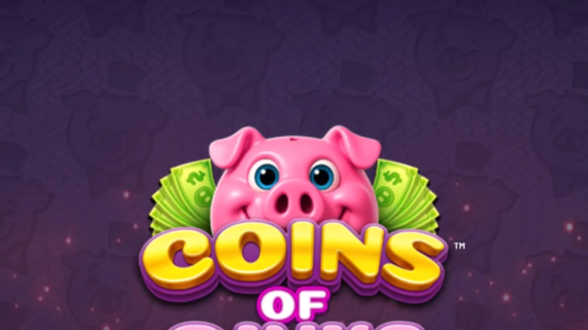 Visual mewah dari slot Coins of Oinks dengan tema babi kaya dan koin emas.