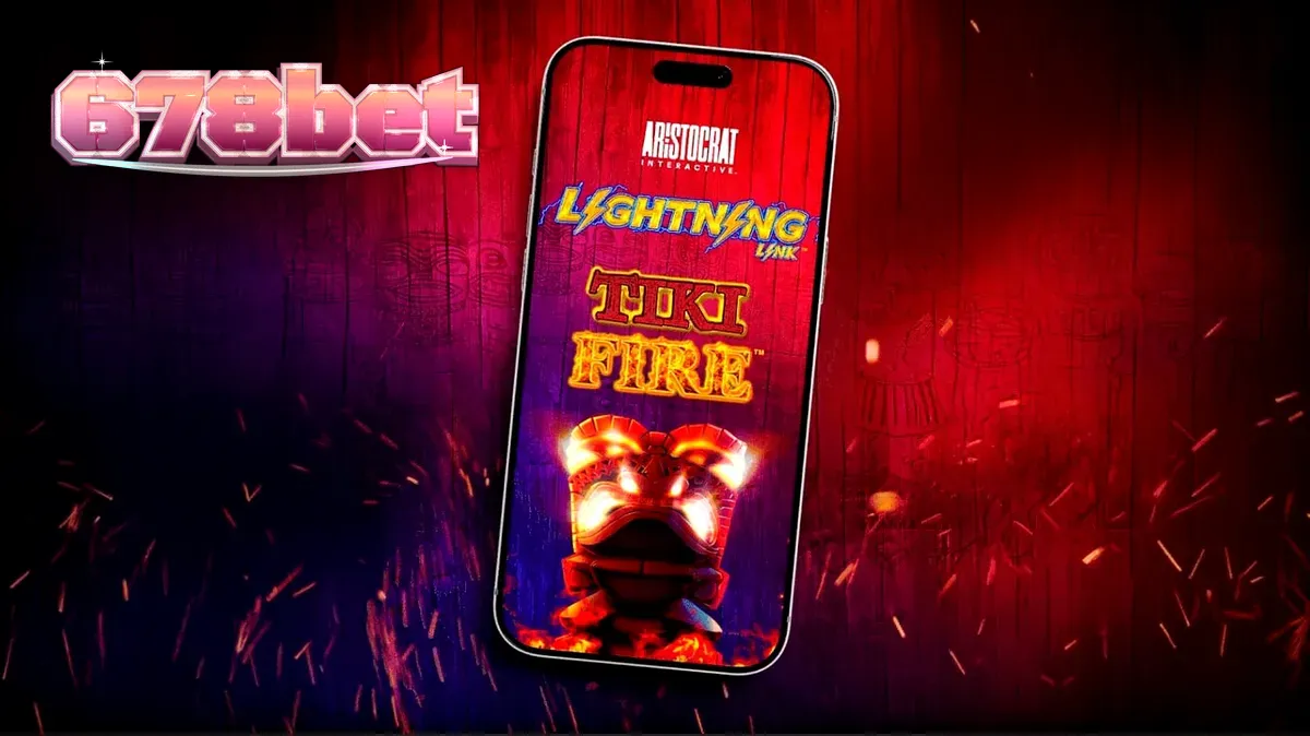 Tampilan visual bertema tropis dari slot Tiki Fire dengan elemen api dan simbol Polinesia.